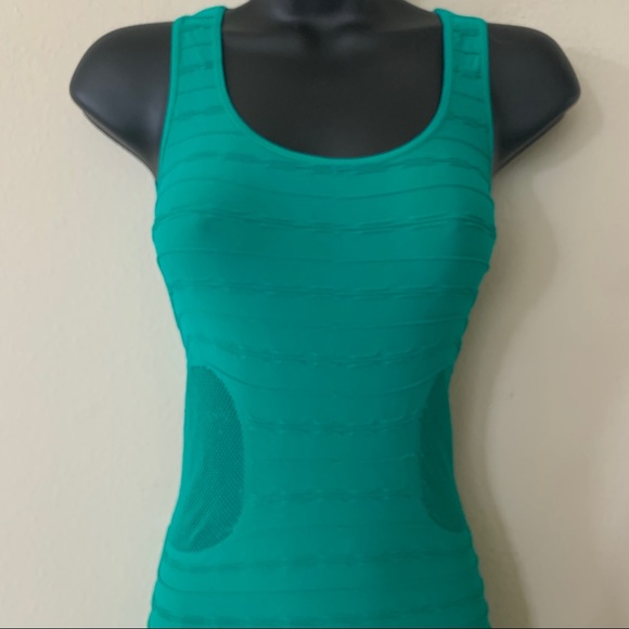 Bebe Elsa Green Bodycon Fishnet Inset Minidress - Picture 3 of 8